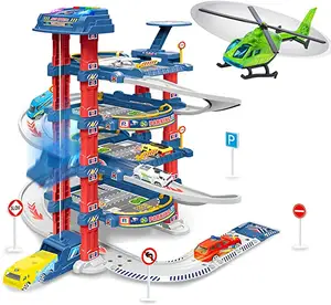 Set Mainan Garasi Anak, Garasi Kendaraan untuk Balap Mobil Jejak Mainan Parkir Garasi Bermain