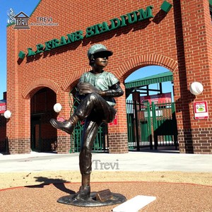Sculpture de joueur de baseball en bronze grandeur nature, gravée et sculptée, pour utilisation en extérieur, jardin, parc, sport, commémoration des jeunes - Product Image 6