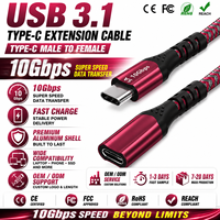 Câble d'extension USB 3.1 Type C LUNGKAY 10 Gbps 100 W PD à charge rapide 4K144Hz, mâle vers femelle, cordon tressé en nylon pour VR MacBook SSD