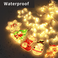 Guirlandes lumineuses LED de Noël, imperméables, Père Noël, rechargeables par USB, télécommande, lumières de rideau à intensité variable pour chambre à coucher