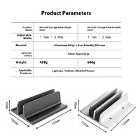Vente en gros en alliage d'aluminium Support de bureau portable à base verticale Support d'ordinateur portable en métal pour tablette Pratique portable Vertical de bureau