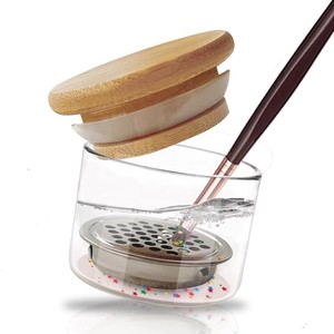 Nail Brushes Washing Cup Acrylic Nail Brush Cleaner Dish With Lid Easy Cleaning Portable Mesh Layered Nail Art Brush Washer - Product Image 4