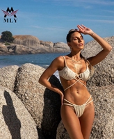 Haut de Bikini 2 pièces Sexy pour femmes, Style String blanc, vêtements de plage, 2023