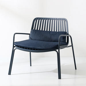 Nordic Style Outdoor Garden Chair Black Metal Frame With <b>Cushion</b> For Modern Minimalist Home Use - Product Image 4
