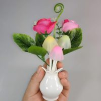 Lampe LED Économie d'Énergie à Détecteur Crépusculaire Automatique 0.5W, Veilleuse Champignon Rose Rustique à Couleurs Changeantes pour Chambre à Coucher, en ABS
