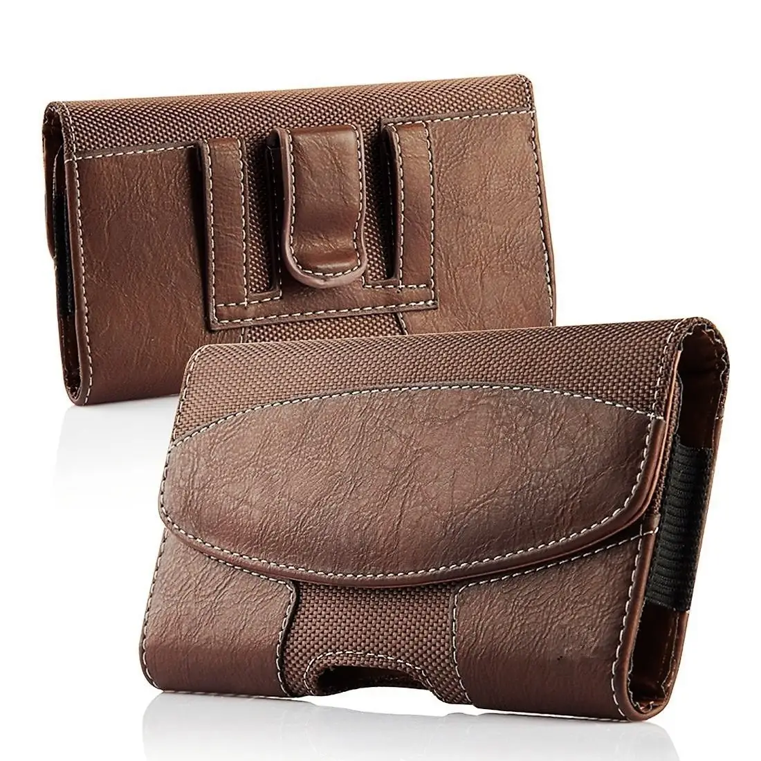 Leather Mobile Phone Bag For iPhone/Samsung/Huawei/Redmi/LG Case Multifunction Wallet Hook Purse Men Business Waist Pouch