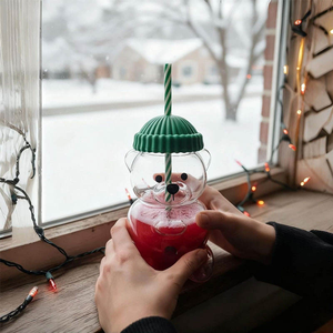 <span class=keywords><strong>Gobelet</strong></span> en verre <span class=keywords><strong>personnalisé</strong></span> avec paille, transparent et réutilisable, pour café, bière, vin, jus, smoothie, cadeau de Noël, fête - Product Image 3
