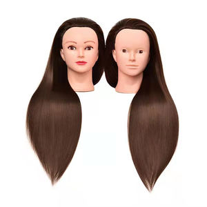 Cabeza de Maniquí Profesional de Peluquería para Entrenamiento con Cabello Humano Liso para Práctica de Corte y Trenzado Modelo de Estilismo - Product Image 5