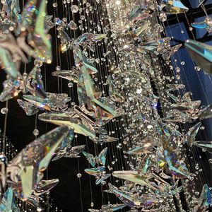 Modern K9 Crystal butterfly Chandelier Design Hotel Lobby Home Long <strong>Ceiling</strong> Light Custom <strong>Large</strong> Pendant <strong>Lamp</strong> - Product Image 6
