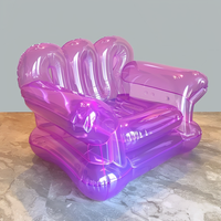Canapé-lit gonflable extensible en plastique rose transparent pour adultes, utilisation extérieure et scolaire, fauteuil ottoman, échantillon gratuit, salle à manger/salon