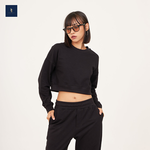 Ensemble de vêtements pour femmes Sweat-shirt court et pantalons longs Impression de logo personnalisable Coton tricoté Polyester Meilleure qualité - Product Image 2