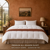 Couette en duvet de canard blanc 50% format Queen, toutes saisons, chaleur toute l'année, en coton anti-duvet, matelassée, vente en gros