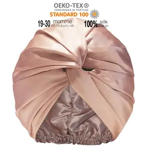 100% Turban Sutra Murni Topi Tidur Wanita 100% Bonnet Rambut Sutra