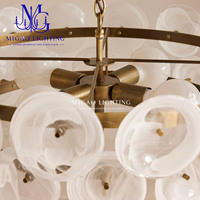 Lustre en verre texturé blanc nuage de style médiéval français, suspension de luxe pour villa, salon, salle à manger, plafond haut