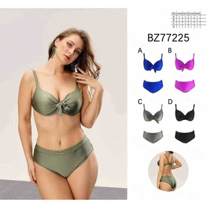 Costume da bagno intero HDJ Plus Size con controllo pancia, modello Bodycon, tinta unita, scollo a V, vita elasticizzata BZ77212 - Product Image 2