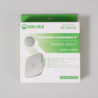 Set Shower Head Filtered Eco-Friendly Tekanan Tinggi Persegi 9 inci Merk SOLVEX untuk Kamar Mandi