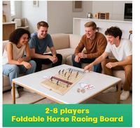 Grand jeu de course de chevaux de 23 pouces, boîte en bois pliable, jeu de course de chevaux avec 11 chevaux en métal rétro, 2 dés, 2 cartes à jouer