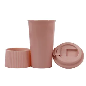 Custom Ecological Natural Mug Biodegradable Reusable Coffee Travel Mug Cup Coffee Plastic Sublimation Coffee Cup With Lids Logo