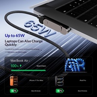 Cable USB C 3 en 1 de 60W con Soporte Plegable para Teléfono, Carga Rápida PD, Cable de Datos Trenzado Tipo C a USB C para Smartphone y Tablet