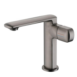 Robinet de lavabo tout en cuivre gris canon, unité unique S-1180-1185-Q, cartouche à disque céramique, mélangeur d'eau chaude/froide pour salle de bain - Product Image 2