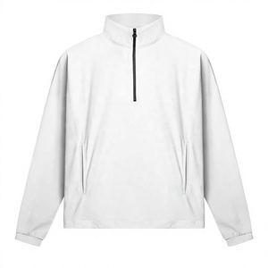 <b>Men's</b> <b>White</b> Quarter Zip Pullover <b>Sweatshirt</b> Regular Fit Stand Collar Breathable Knitted Polyester Casual Spring Wear - Product Image 1