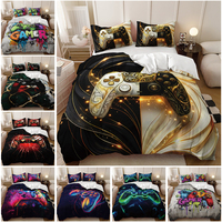 Parure de lit imprimée manette de jeu pour adolescents, motif gamer, en microfibre douce, toutes saisons, pour lits Queen et King