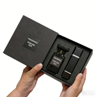 Boîte à parfum de luxe à fermeture magnétique, noire, rigide, avec logo personnalisé, emballage de parfum haut de gamme pour flacon de 50 ml, vente en gros OEM