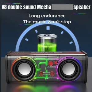 Altavoz Inalámbrico V8 de Alta Calidad y 10W de Gran Potencia, Bocina Doble Transparente con Luces RGB, Altavoz de Música con Diseño Moderno - Product Image 3