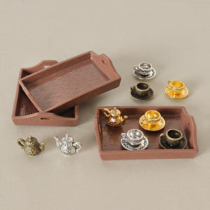 Modèle de théière miniature pour <span class=keywords><strong>maison</strong></span> de poupée et ornement de tasse à thé, accessoires miniatures pour plateau de scène de bureau DIY - Product Image 3