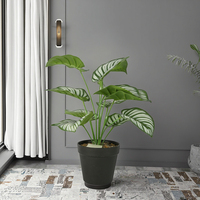 Plantes artificielles en pot pour décoration intérieure avec pot en plastique, bonsaï, petite herbe verte, herbe à image, palmier en plastique