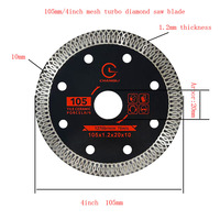 Nouvelle lame de scie turbo en diamant noir de 105 mm (4 pouces) pour découpe à chaud, ultra-mince, pour porcelaine et céramique