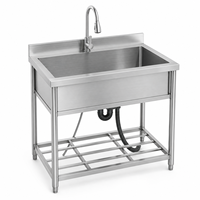 OEM Beschikbaar 201 304 Catering Kwaliteit Anti-Kras Enkelvoudige Ronde Buispoten RVS Werktafel voor Slagerij