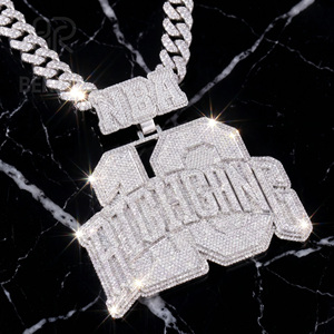 Gra Certified VVS Moissanite Iced Out Number <b>Initial</b> <b>Pendant</b> Custom Hip Hop Letter Name <b>Pendant</b> Baguette Round Fine Jewelry - Product Image 1