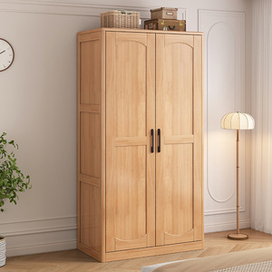 Muebles Shulin, Armario de Madera Maciza, Estilo Moderno Minimalista, Armario de Almacenamiento para Dormitorio de Doble Puerta, Color Madera Natural - Product Image 4