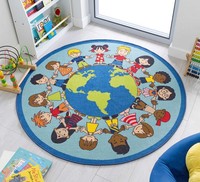 Tapis de jeu pour enfants modernes et bon marché en velours 3D imprimé avec des étoiles arc-en-ciel colorées, rectangulaires, mignons, tapis de classe rond