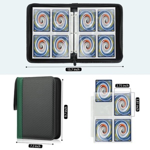 Classeur de cartes vert en cuir PU durable à 4 pochettes, personnalisé avec motifs Pokémon, vente en gros directe usine - Product Image 3