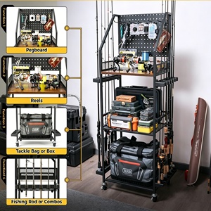 Boîte de rangement multi-niveaux pour matériel de pêche, étagère multifonctionnelle pour cannes à pêche, chariot de rangement pour moulinets, accessoires de pêche - Product Image 4