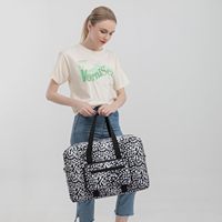 Sac de voyage unisexe en polyester à imprimé léopard avec fermeture éclair, poche pour trolley, idéal pour la gym, les week-ends et les séjours d'une nuit