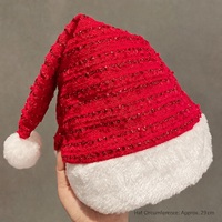 Chapeau de Père Noël rouge à paillettes avec bordure en peluche blanche et pompon, motif à carreaux, pour femme, costume de fête de Noël, logo personnalisé, vente en gros