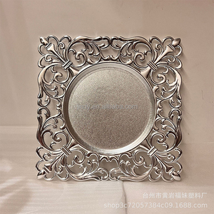 Platos Base Redondos de Plástico con Borde Dorado para Bodas, Platos de Presentación con Ribete Plateado, Venta al por Mayor - Product Image 3