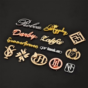 Metal 3D Embossed Logo Tags Custom Brand Name Plated Gold Rose Gold <b>Silver</b> Laser Cut Garment Labels for Hijab Abaya <b>Scarf</b> Bags - Product Image 5