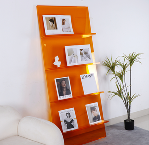 Scaffale per libri in acrilico <span class=keywords><strong>blu</strong></span> trasparente sul pavimento per riporre e esporre - Product Image 4