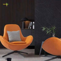 Chaises inclinables en forme d'oeuf Fauteuil de canapé simple à lèvre pivotante en cuir PU avec accoudoir