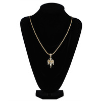 Collier en laiton pour hommes de vente chaude avec pendentif ange plaqué or Micro Zircon Inset Style Hip Hop Punk pour les fêtes et les mariages