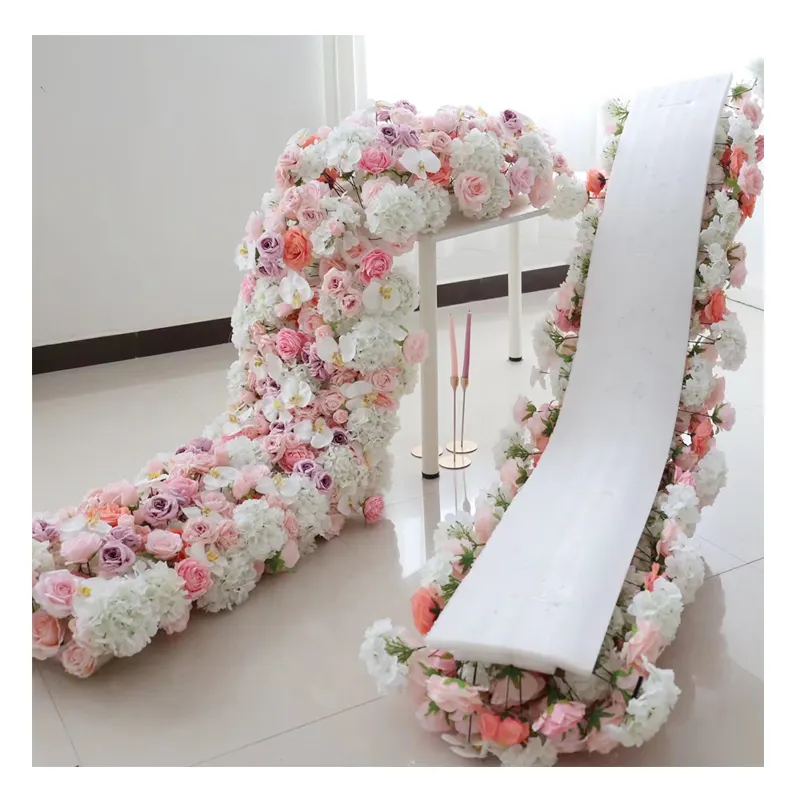Bunga Botan Mawar anggrek latar belakang pernikahan bingkai lengkung dekorasi menggantung bunga baris pelari untuk pesta pernikahan acara dekorasi bunga