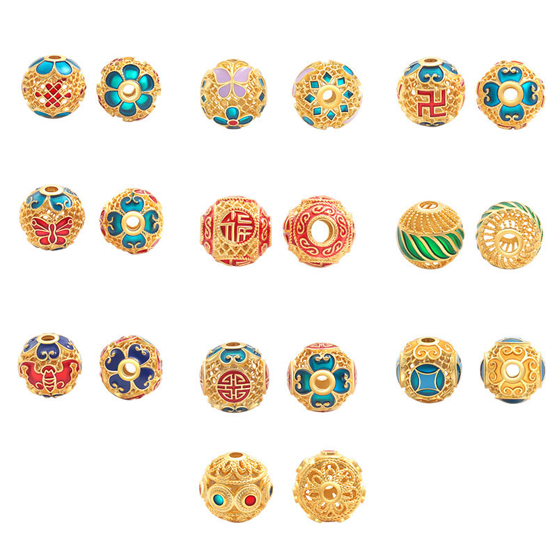 DIY Beaded Copper Accessories Pendant Necklace Earrings Making Accessories Charm Beads Jewelry Making DIY Beads Making Bracelets