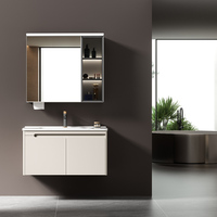 Meuble de salle de bain moderne et élégant avec miroir intelligent, vasque en céramique et armoire en alliage d'aluminium - Solution de rangement de haute qualité (certifié CE/UL)