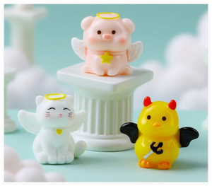3D Mini Nhựa Phổ Biến Châu Âu Nhân Tạo Bộ Sưu Tập Động Vật Lợn Vịt Gà Mèo Với Cánh Nhỏ Thu Nhỏ Thiên Thần Nhỏ Bức Tượng Nhỏ - Product Image 4