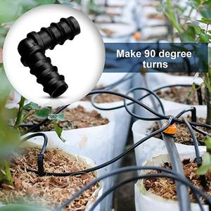 Conector de Codo para Tubería de 16PE, Negro, Giro de 90 Grados, para Sistema de Riego por Goteo, Uso Agrícola e en Invernaderos - Product Image 1