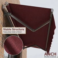 Auvent rétractable électrique à télécommande et auvent de terrasse avec bras télescopique pliable pour pare-soleil extérieur de fenêtre et de porte